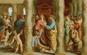 Helbredelse af de lammefødte af after Raphael