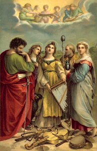 Sankt Cecilia (chromolitho) af after Raphael