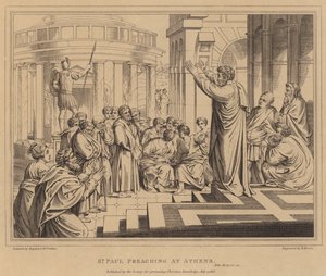 Paulus prædiker i Athen, Apostlenes Gerninger af after Raphael