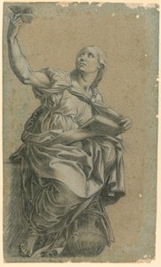 Den kumæiske sibylle fra Rafaels Fresco i St. Maria della Pace af after Raphael