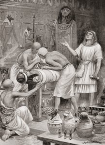 Balsamering af en krop i det gamle Egypten, fra Hutchinsons History of the Nations, pub.1915