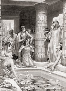 Gæster, der ankom til middag i det gamle Egypten, fik vand til at vaske deres fødder og hænder, blev smurt med velduftende olie og kronet med blomsterkranser, fra Hutchinsons History of the Nations, pub