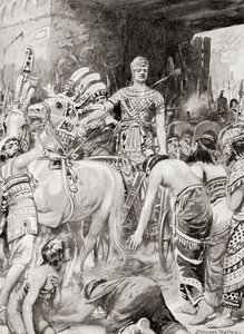Psamtik I af Egypten går ind i byen Azotus eller Ashdod, fra Hutchinsons History of the Nations, udgivet i 1915.