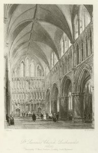 St Savios Church, Southwark, 1850, i oldtiden St Mary Overyes, med udsigt mod sydøst
