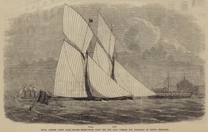 Royal London Yacht Club Sailing Match, Romp og Julia passerer flag-bøjen ved North Woolwich