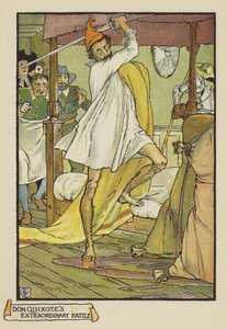 Don Quixotes ekstraordinære kamp af after Walter Crane