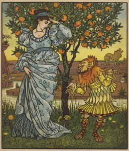 Den gule dværg redder prinsessen fra løverne af after Walter Crane