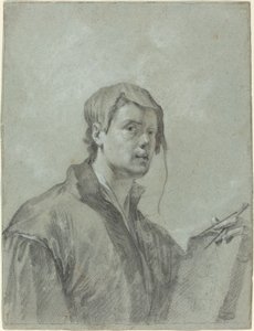En kunstner, der holder en bog og kompas af after Willem Drost