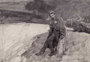 Jude ved milepælen: scene fra Thomas Hardys roman Jude the Obscure