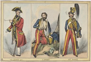 ’1. At Home 2. Abroad 3. At Home Again’, ca. 1830 (farvet radering)