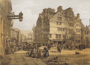 High Street fra Head of West Bow, Lawnmarket (chromolitho)