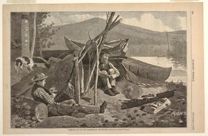 Camping ude i Adirondack-bjergene af Winslow Homer