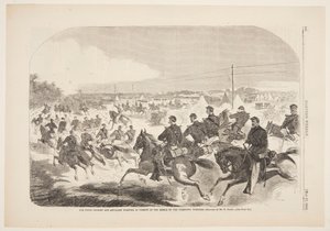 Unionens kavaleri og artilleri starter i jagten på oprørerne op ad Yorktown Turnpike af Winslow Homer