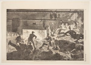 Vinterkvarterer i lejren – indersiden af en hytte af Winslow Homer