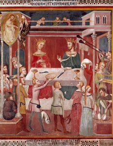 Hvordan Dæmonen bad Gud om at prøve Job på tidspunktet for hans velstående Fresco af Bartolo di Fredi (eller Manfredi De Battilori) (1330-1410) Collegiale de San Gimignano Italien