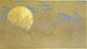 Happiness, 2014, olie og bladguld på panel
