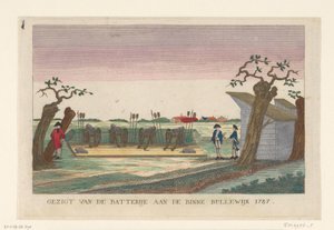 Batteri ved Binnen Bullewijk, 1787 Udsigt over batterierne ved Binne Bullewijk 1787 (titel på objekt) Batterier omkring Amsterdam i 1787 (tyske kopier) (serietitel) af anonymous (attributed to)
