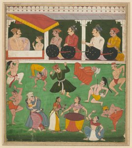 Amar Singh II (som prins) og hans far ser underholdning af anonymous 