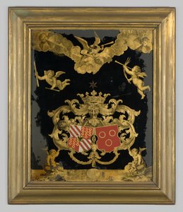Hollandsk: Bagglasmaleri med Van Spaen- og Van Riebeeck-familiernes våbenskjolde af anonymous 