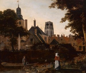 Hollandsk: Stadsgezicht te Rotterdam met de Sint Laurenstoren Udsigt over Rotterdam med tårnet på St. af anonymous 