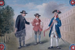 Fransk: Aux trois ordres. Skilt for en kokardehandler i Palais-Royal. Palais-Royal, 1. arrondissement, Paris af anonymous 