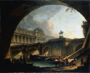 Fransk: Caprice architectural : un palais inspiré du Louvre et le Pont-Neuf s
