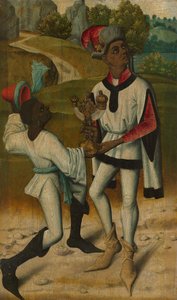 Kong Balthasar, en af de hellige tre konger og en tjener, fragment fra An Adoration of the Magi (De hellige kongers tilbedelse) af anonymous 