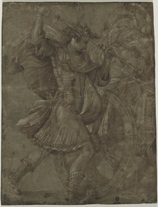 Mand i rustning ved siden af en vogn af assistant of Francesco Salviati