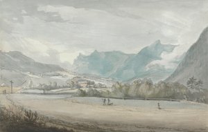 Bjerglandskab med figurer af attributed to Benjamin West