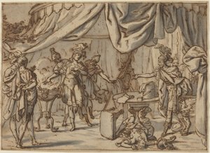 Mucius Scaevola af attributed to Bernardo Castello