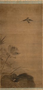 Svale og Lotus af attributed to Fachang Muqi