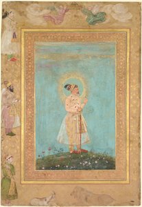 Shah Jahan holder en spinel og et langt Deccan-sværd, fra Late Shah Jahan Album af attributed to Hashim