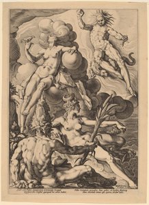 De fire elementer af attributed to Jacob Matham, after Hendrick Goltzius