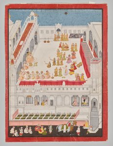 Maharana Jagat Singh deltager i Rasleela af attributed to Jai Ram