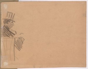 Højre profil af mand iført høj hat (verso) af attributed to Jean Louis Forain