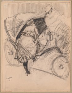 Kvinde på vej ind i en fiacre (recto) af attributed to Jean Louis Forain