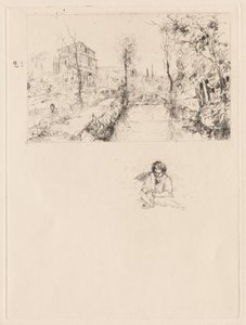 [Landskab med bro og barn] af attributed to Jean Louis Richter