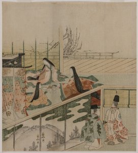 Hofdamer laver dukker af attributed to Kubo Shunman