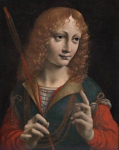 Portræt af en ungdom som Sankt Sebastian af attributed to Marco d