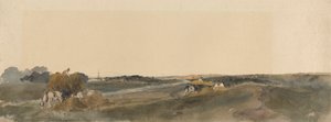 Høslæt på bredden af en Lincolnshire-flod af attributed to Peter DeWint