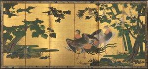 Phoenixes og Paulownia af attributed to Tosa Mitsuyoshi