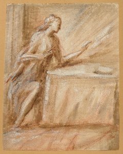 Studie af Jomfruen til en Bebudelse af called Schiavone Andrea Meldolla