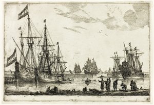 Fire sejlskibe i en bølgebryder, fra Thirteen Naval Scenes