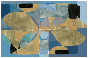 Blå og brun abstrakt collage af cartissi