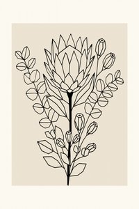 Minimalistisk Protea og eukalyptus af cartissi