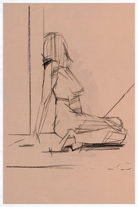 Skitse af en eftertænksom kvinde af cartissi