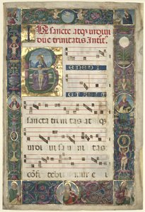 The Trinity: Leaf from a Gradual med initial B af circle of Perugino
