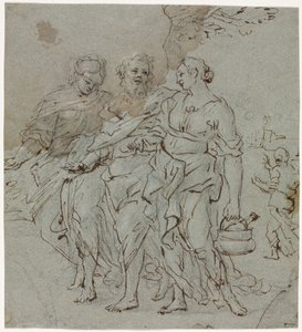 Lot og hans døtre (rekto) af circle of Pietro da Cortona