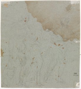 Skitse til Lot og hans døtre (verso) af circle of Pietro da Cortona
