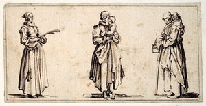 Tre figurer (pen og brunt blæk på papir)